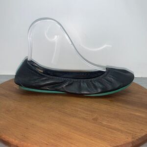 Tieks by Gavrieli Women's Size 8 Black Pebbled Leather Teal Accents Ballet Flats